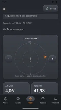 Schermata Cielo con il tema scuro